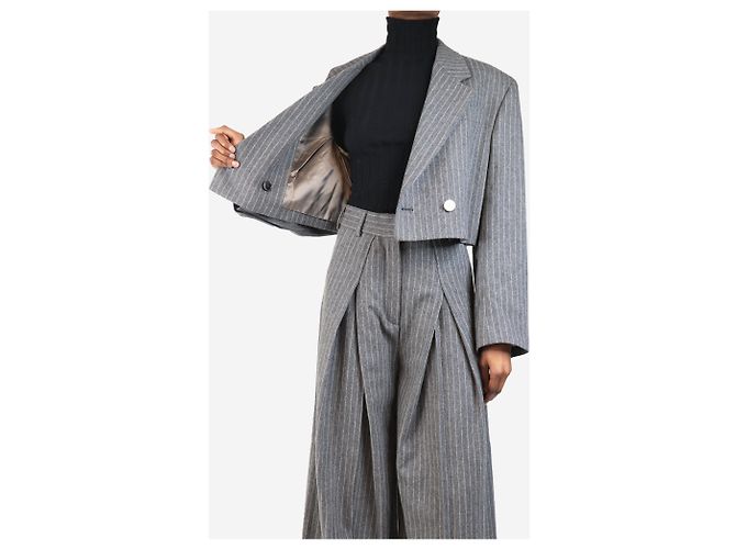 Acne Grau gestreifter Cropped Blazer - Größe UK 8 - Ansicht 2