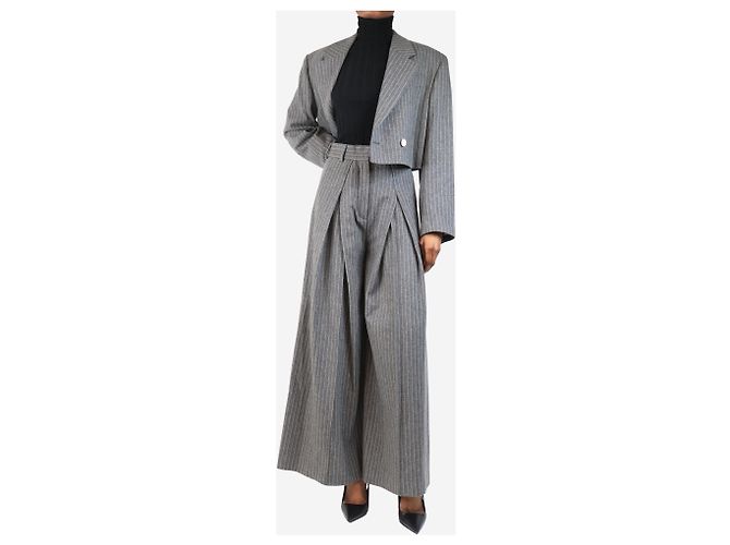 Acne Grau gestreifter Cropped Blazer - Größe UK 8 - Ansicht 3