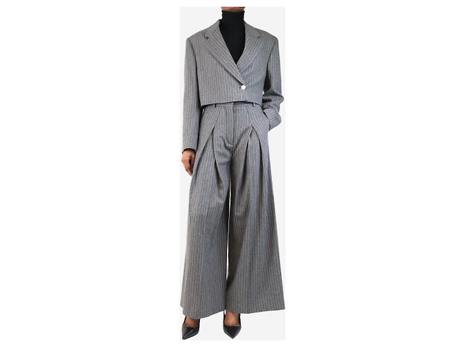 Acne Grau gestreifter Cropped Blazer - Größe UK 8 - Ansicht 4