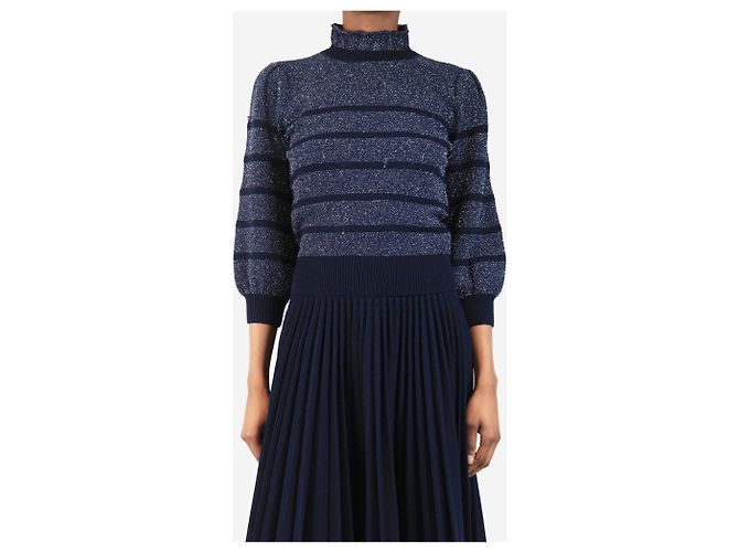 Marc by Marc Jacobs Pull rayé lurex bleu marine - taille XS - vue 3