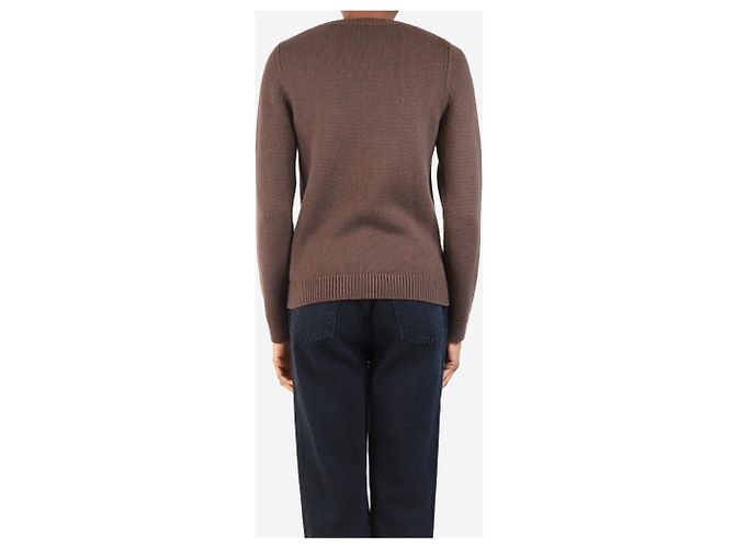 Autre Marque Pull brun en V - taille XS Marron - vue 2