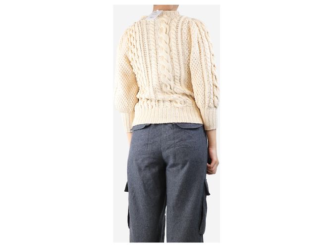 Autre Marque Pull en maille mélangée crème - taille S Écru - vue 2