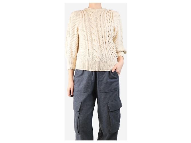 Autre Marque Pull en maille mélangée crème - taille S Écru - vue 3