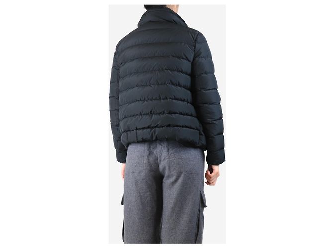 Moncler Schwarzer, doppelt geknöpfter Puffer-Mantel - Größe UK 12 - Ansicht 2