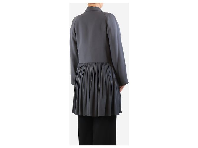 Autre Marque Dunkelgraue plissierte Langjacke - Größe M - Ansicht 2