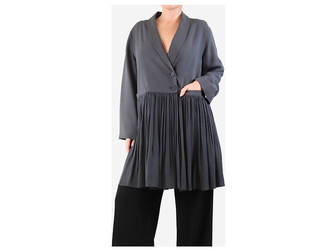 Autre Marque Dunkelgraue plissierte Langjacke - Größe M - Ansicht 3