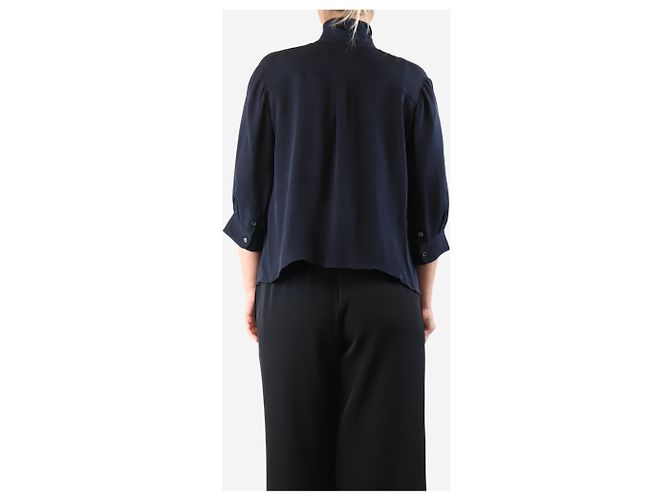 Autre Marque Blusa de seda azul marino - talla M - vista 2