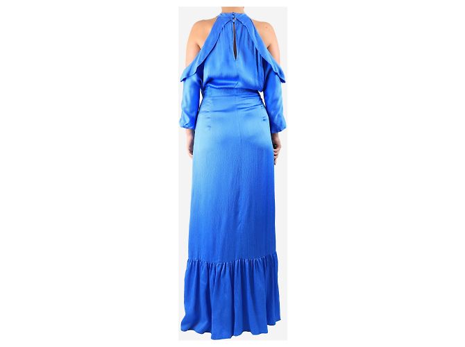 Autre Marque Maxikleid aus blauer Seide - Größe UK 14 - Ansicht 2
