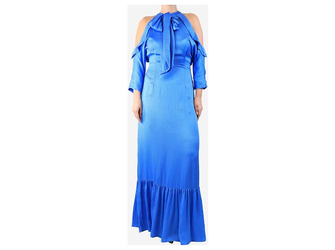 Autre Marque Maxikleid aus blauer Seide - Größe UK 14 - Ansicht 3