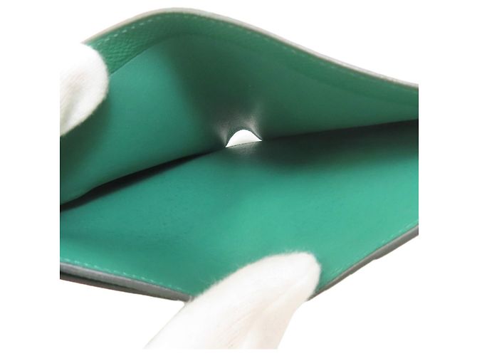 Portafoglio bifold in pelle Epsom Hermès verde - vista 6