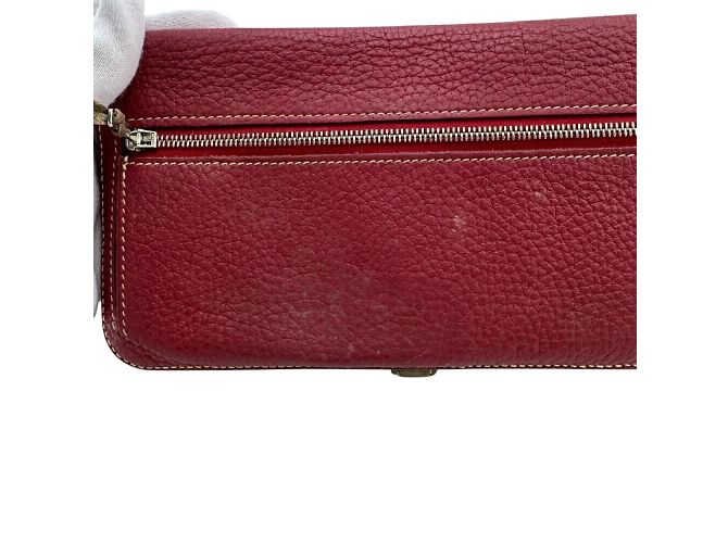 Cartera Larga Dogon de Hermès en Rojo Roja Gris pardo - vista 11