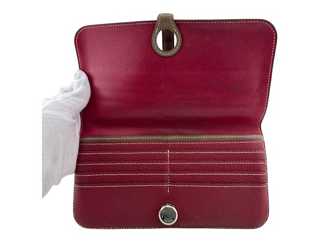 Cartera Larga Dogon de Hermès en Rojo Roja Gris pardo - vista 7