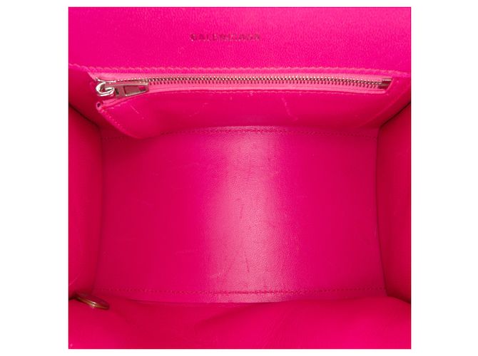 Borsa Hourglass piccola in pelle box lucida rosa di Balenciaga - vista 4