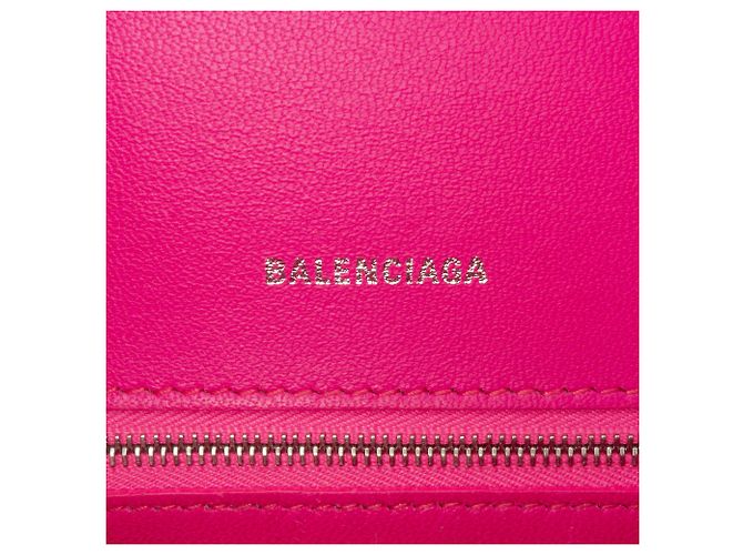 Borsa Hourglass piccola in pelle box lucida rosa di Balenciaga - vista 5