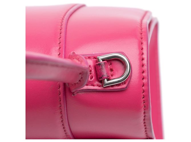 Borsa Hourglass piccola in pelle box lucida rosa di Balenciaga - vista 7