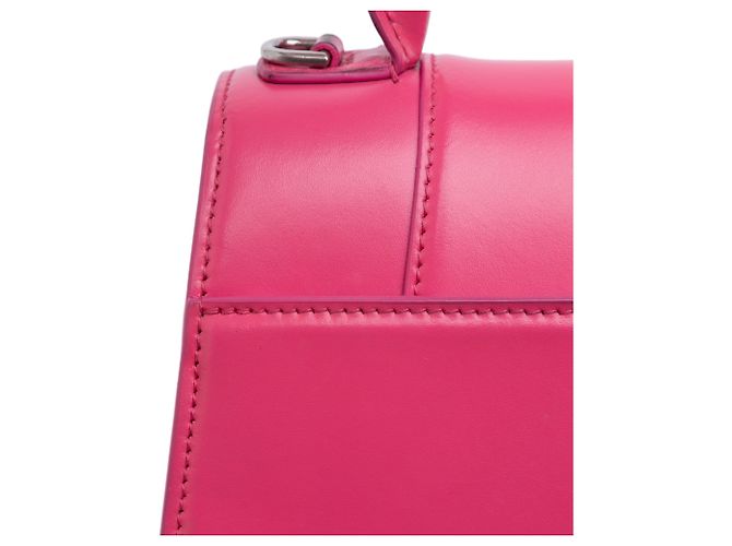 Borsa Hourglass piccola in pelle box lucida rosa di Balenciaga - vista 9