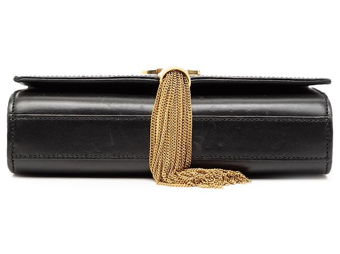 Crossbody Kate Monogram in vitello liscio nero con frange di Saint Laurent - vista 3