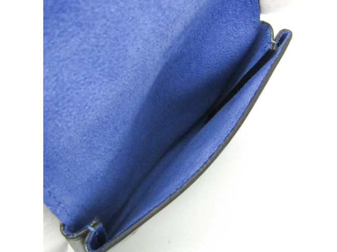 Portafoglio in pelle e suede bi-fold Bottega Veneta Nero Blu - vista 10