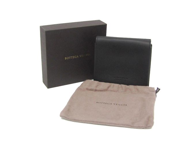 Portafoglio in pelle e suede bi-fold Bottega Veneta Nero Blu - vista 2