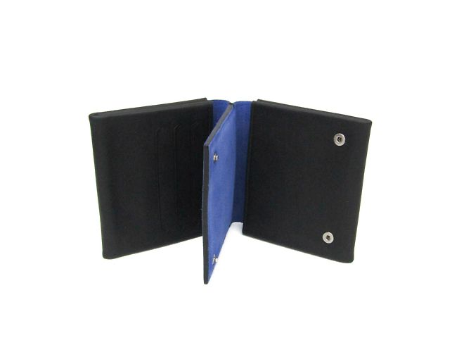 Portafoglio in pelle e suede bi-fold Bottega Veneta Nero Blu - vista 4
