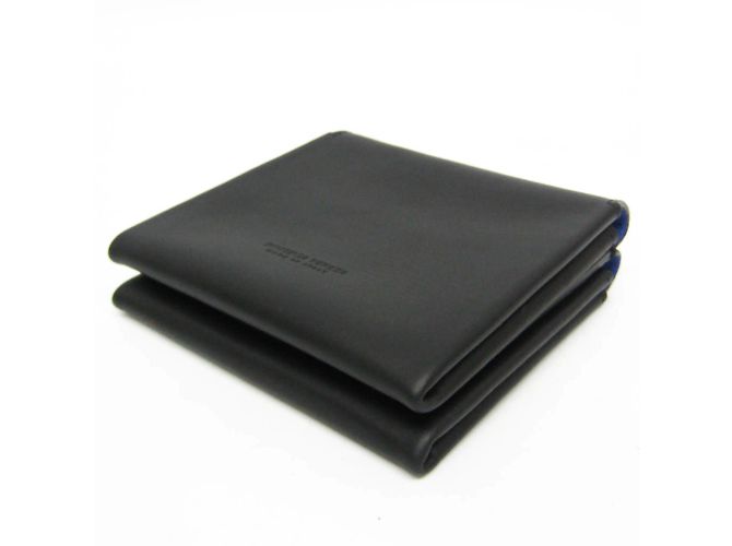 Portafoglio in pelle e suede bi-fold Bottega Veneta Nero Blu - vista 5