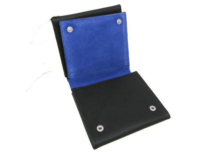 Portafoglio in pelle e suede bi-fold Bottega Veneta Nero Blu - vista 9