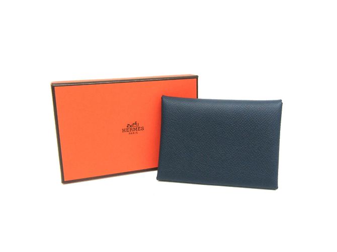 Tarjetero Hermès Calvi Duo Verso Azul marino Verde claro - vista 2