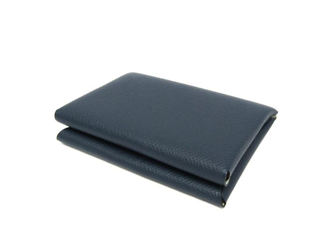 Tarjetero Hermès Calvi Duo Verso Azul marino Verde claro - vista 3