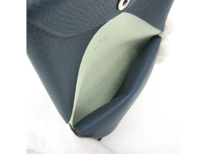 Tarjetero Hermès Calvi Duo Verso Azul marino Verde claro - vista 5