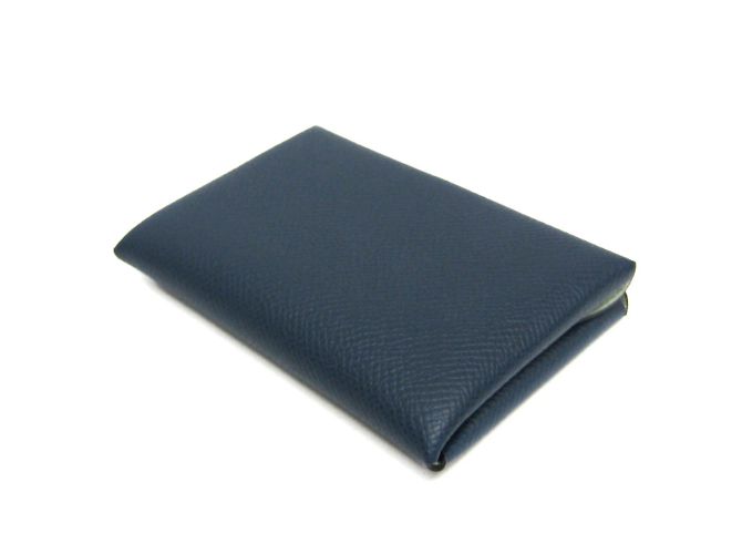 Tarjetero Hermès Calvi Duo Verso Azul marino Verde claro - vista 7