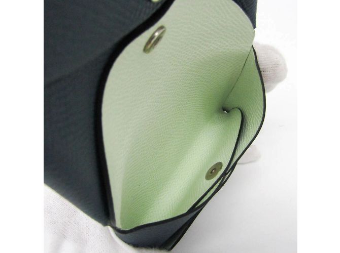 Tarjetero Hermès Calvi Duo Verso Azul marino Verde claro - vista 8