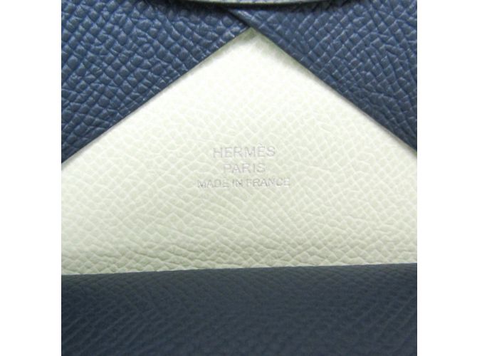 Tarjetero Hermès Calvi Duo Verso Azul marino Verde claro - vista 9