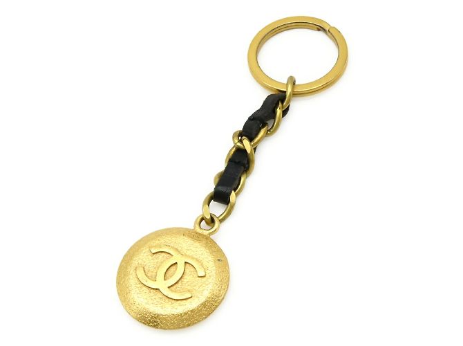 Portachiavi rotondo a catena Chanel Coco Mark CC Nero - vista 3