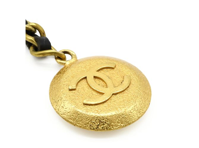 Portachiavi rotondo a catena Chanel Coco Mark CC Nero - vista 4