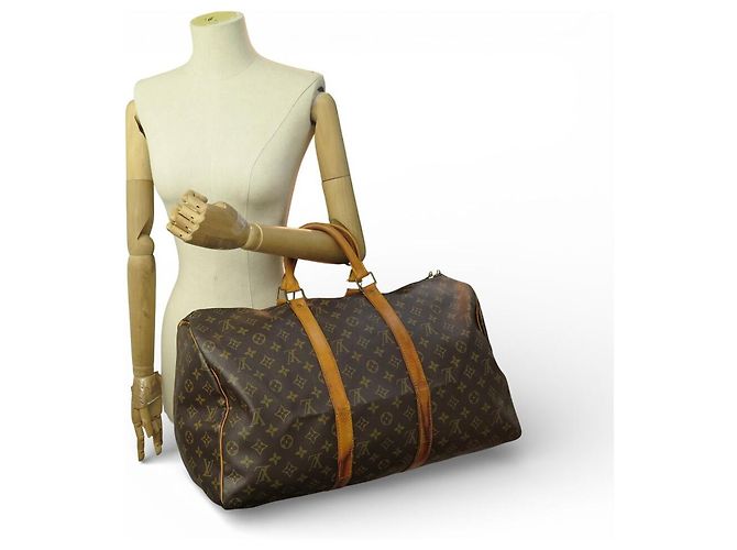 BORSA DA VIAGGIO A MANO LOUIS VUITTON KEEPALL 50 M41426 MONOGRAM Marrone - vista 7
