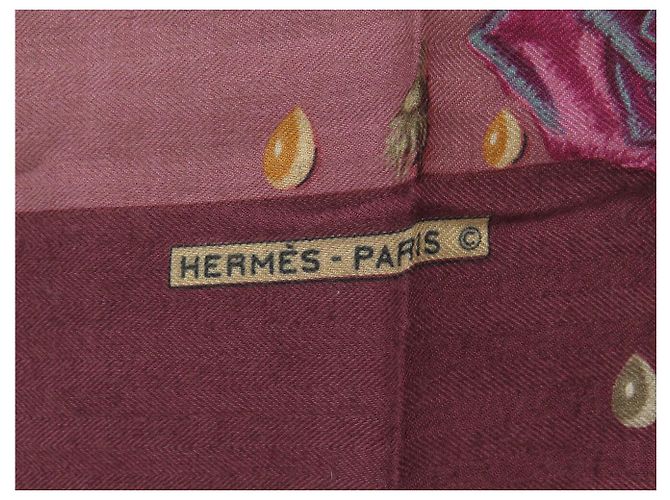 Hermès CHALE HERMES LA ROSEE FIORI ROSA 140 CM IN CACHEMIRE E SETA - vista 6