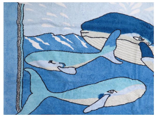 Hermès SERVIETTE DE PLAGE HERMES LES BALEINES GM TAPIS DE BAIN BLEU WHALE TOWEL - vue 2