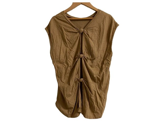 Autre Marque IENA Back Knot Linen Blend Pullover Bronze - view 2