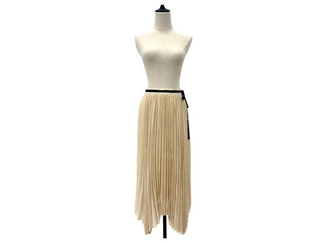 Autre Marque Falda larga de pliegues aleatorios de cinta CYCLAS Beige - vista 10