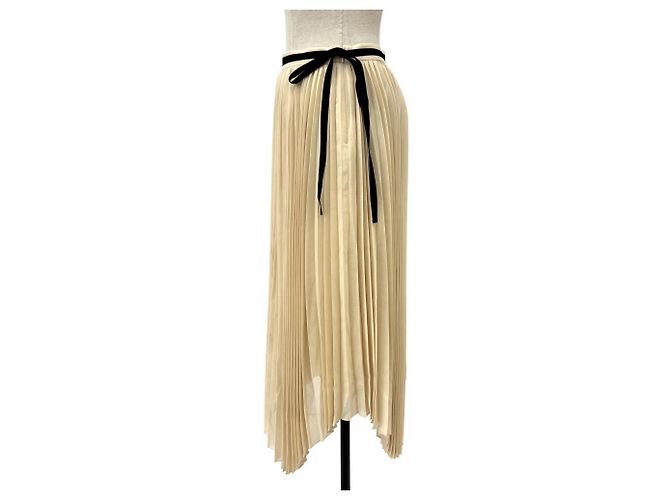 Autre Marque Falda larga de pliegues aleatorios de cinta CYCLAS Beige - vista 2