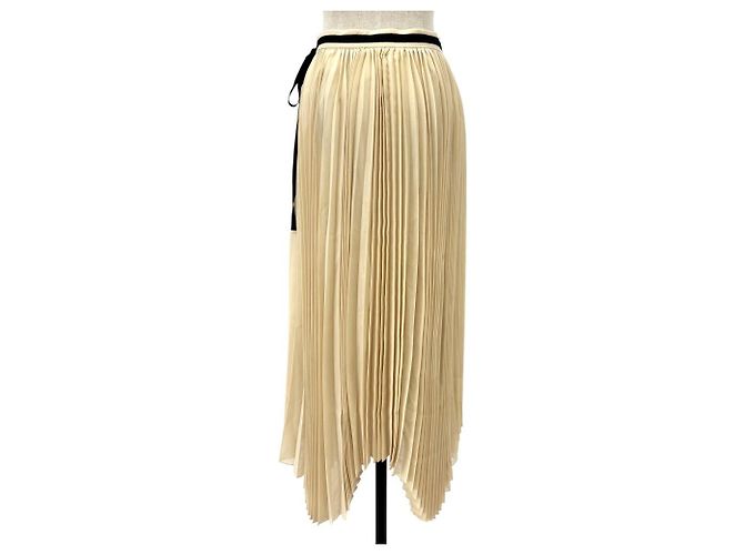 Autre Marque Falda larga de pliegues aleatorios de cinta CYCLAS Beige - vista 3