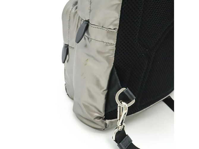 Prada Triangle Nylon Backpack Black Silver Silvery - view 5