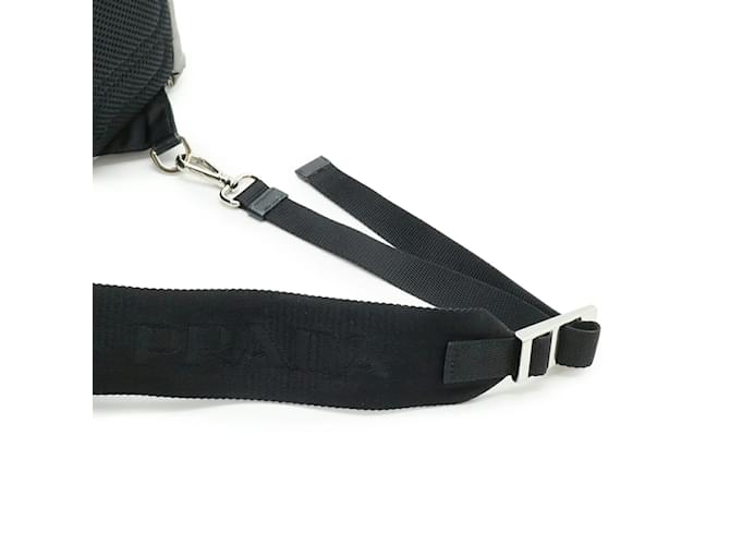 Prada Triangle Nylon Backpack Black Silver Silvery - view 6