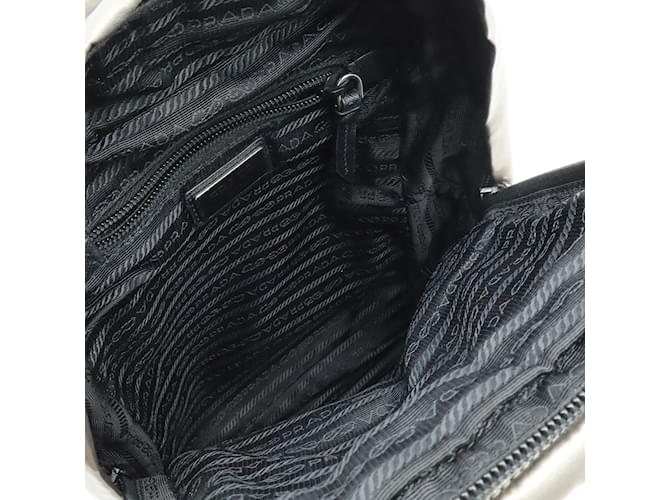 Prada Triangle Nylon Backpack Black Silver Silvery - view 8