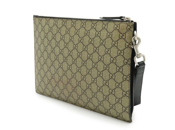 Borsa Clutch Gucci GG Supreme Multicolore Beige Cachi Giallo - vista 3