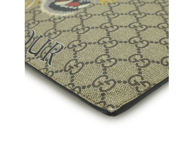 Borsa Clutch Gucci GG Supreme Multicolore Beige Cachi Giallo - vista 4