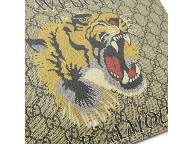 Borsa Clutch Gucci GG Supreme Multicolore Beige Cachi Giallo - vista 9