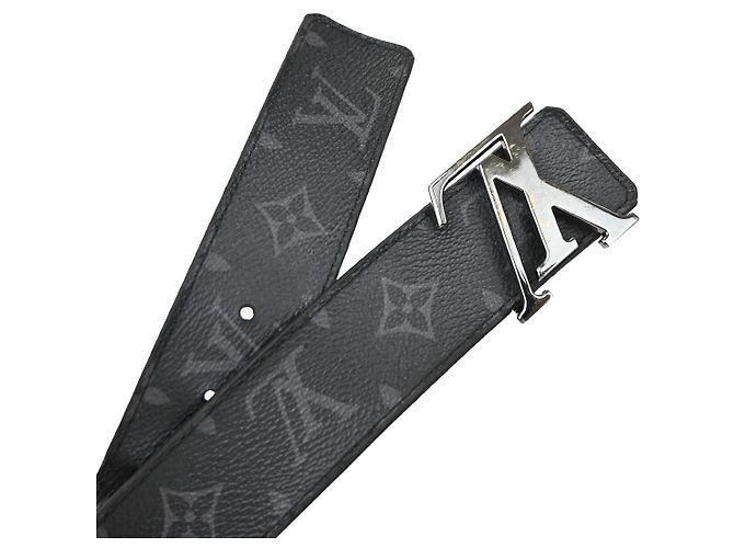 Cintura LV Initiales Monogram Eclipse in pelle Louis Vuitton Nero - vista 4