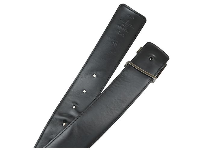 Cintura LV Initiales Monogram Eclipse in pelle Louis Vuitton Nero - vista 5