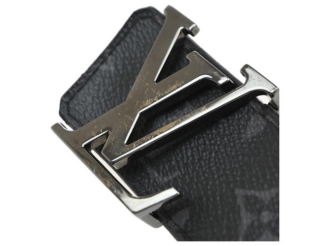 Cintura LV Initiales Monogram Eclipse in pelle Louis Vuitton Nero - vista 6